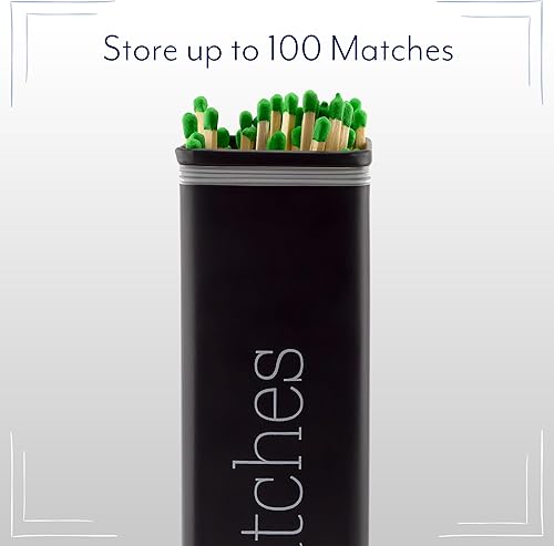 Miniatura 7 de AuldHome - Soporte esmaltado para chimenea (negro), contenedor de almacenamiento de granja para fósforos largos de seguridad