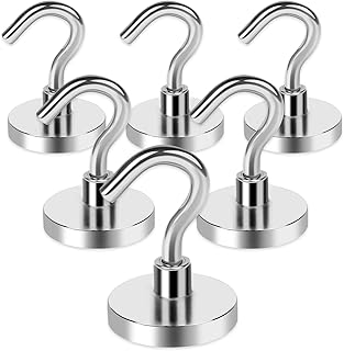 LOVIMAG Strong Magnetic Hooks, 50LBS Neodymium Magnets with Hooks, Cruise Must Haves for Travel, Magnetic Key Holder for Wall,Cruise Ships,Locker,Metal Door,Office,Kitchen,Classroom- 6 Pack