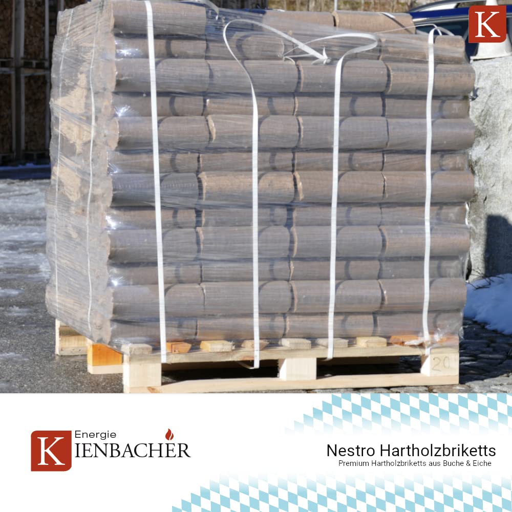 960kg Palette Holzbriketts Nestro Hartholz Briketts Rund Kamin Ofen Brikett Heizbriketts Buche und/oder Eiche Kohle ersetzt ca. 5Ster Brennholz (ENERGIE KIENBACHER BRENNHOLZ, BRIKETTS & CO.)