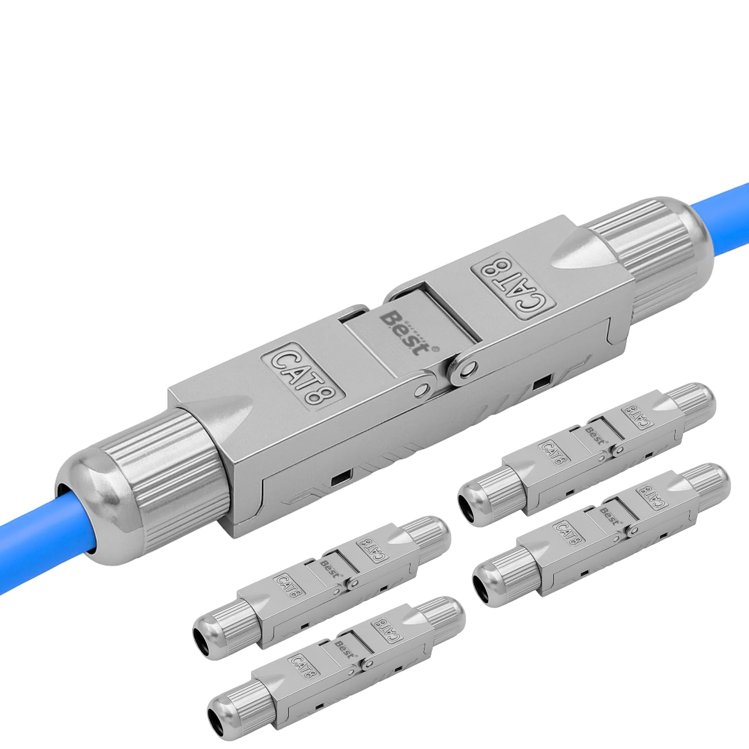 Germany B.e.s.t 5x CAT.8 Netzwerkverbinder werkzeuglos STP Kupplung feldkonfektionierbar kompatibel mit CAT7,CAT6