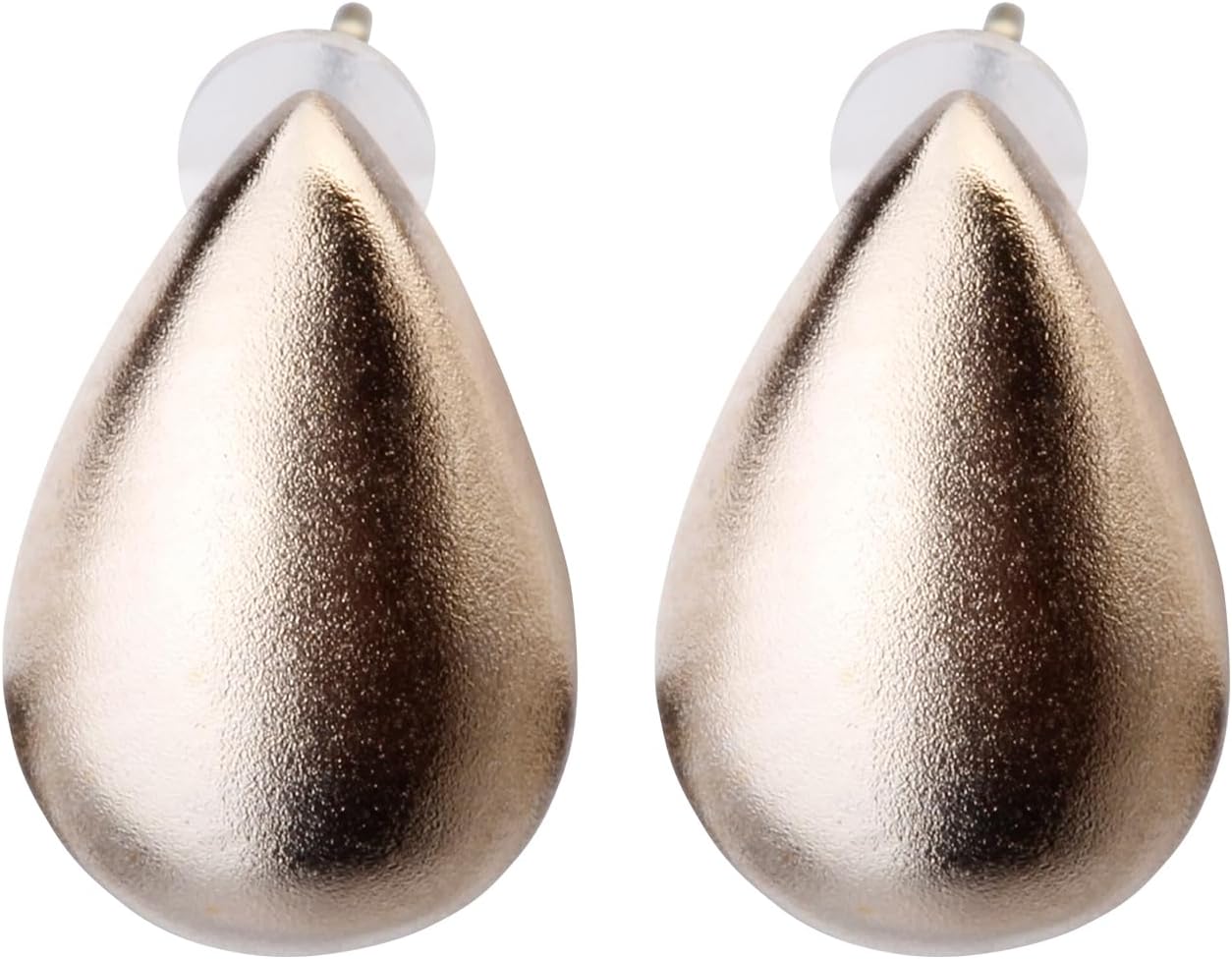 K18(18K) Post Artisan Drop Stud Earrings | Hypoallergenic & Nickel-Free | Made in Japan | Available in 6 finishes: Silver, 24KGold, Pink Gold, MatteSilver, Matte24KGold, and MattePinkGold jk-247