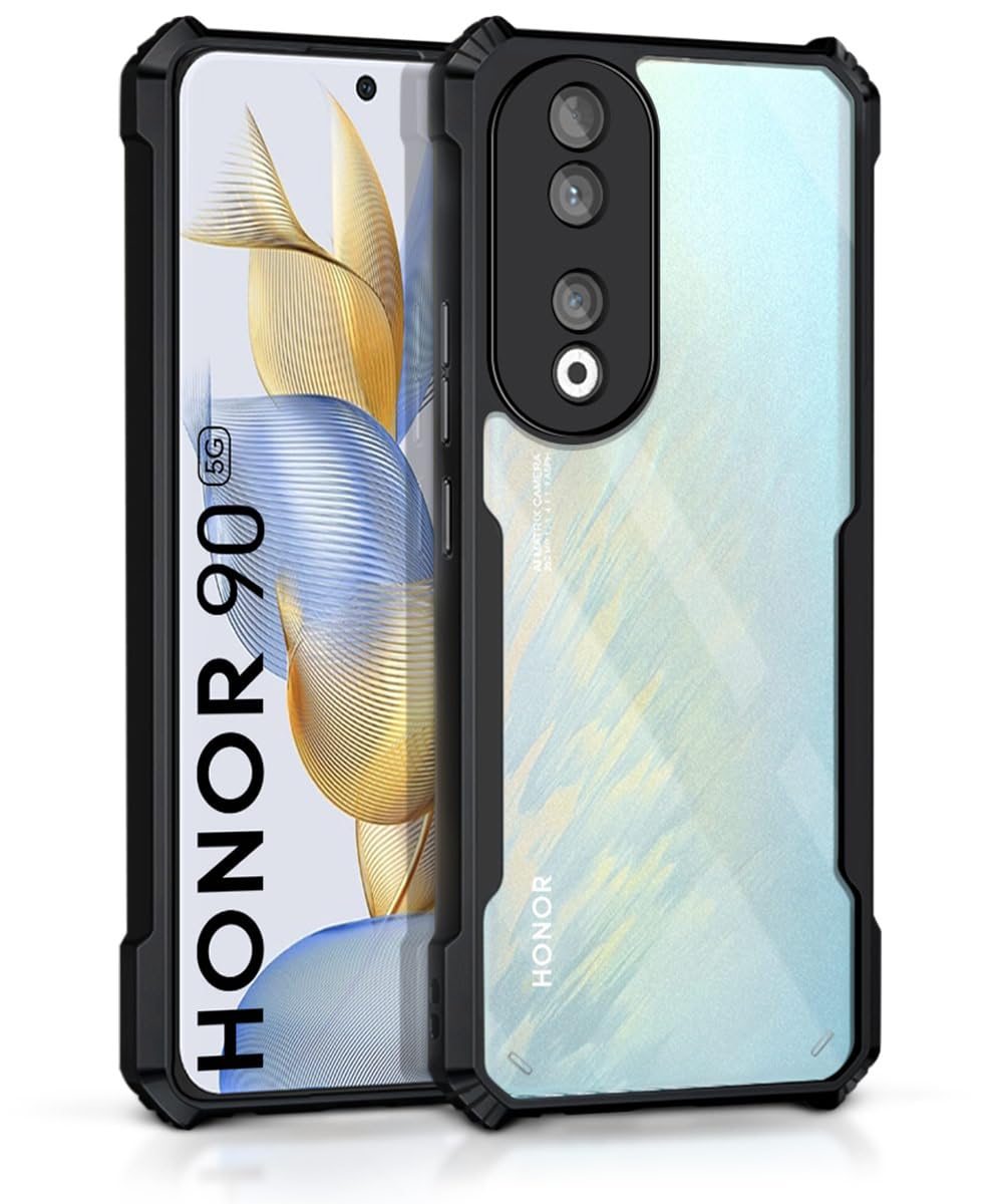 WOW IMAGINE Shock Proof Clear Protective Back Case for Honor 90 5G - AirEDGE Technology | 360 Degree Camera Protection | Transparent Hybrid Back Case Mobile Cover - Black (B0CJLX3KNG) Amazon Price History, Amazon Price Tracker
