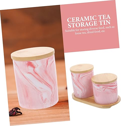 Miniatura 9 de 1 juego de tarros herméticos de cerámica con tapas organizador con tapa recipiente con tapa caja de té para té suelto frasco de almacenamiento de té