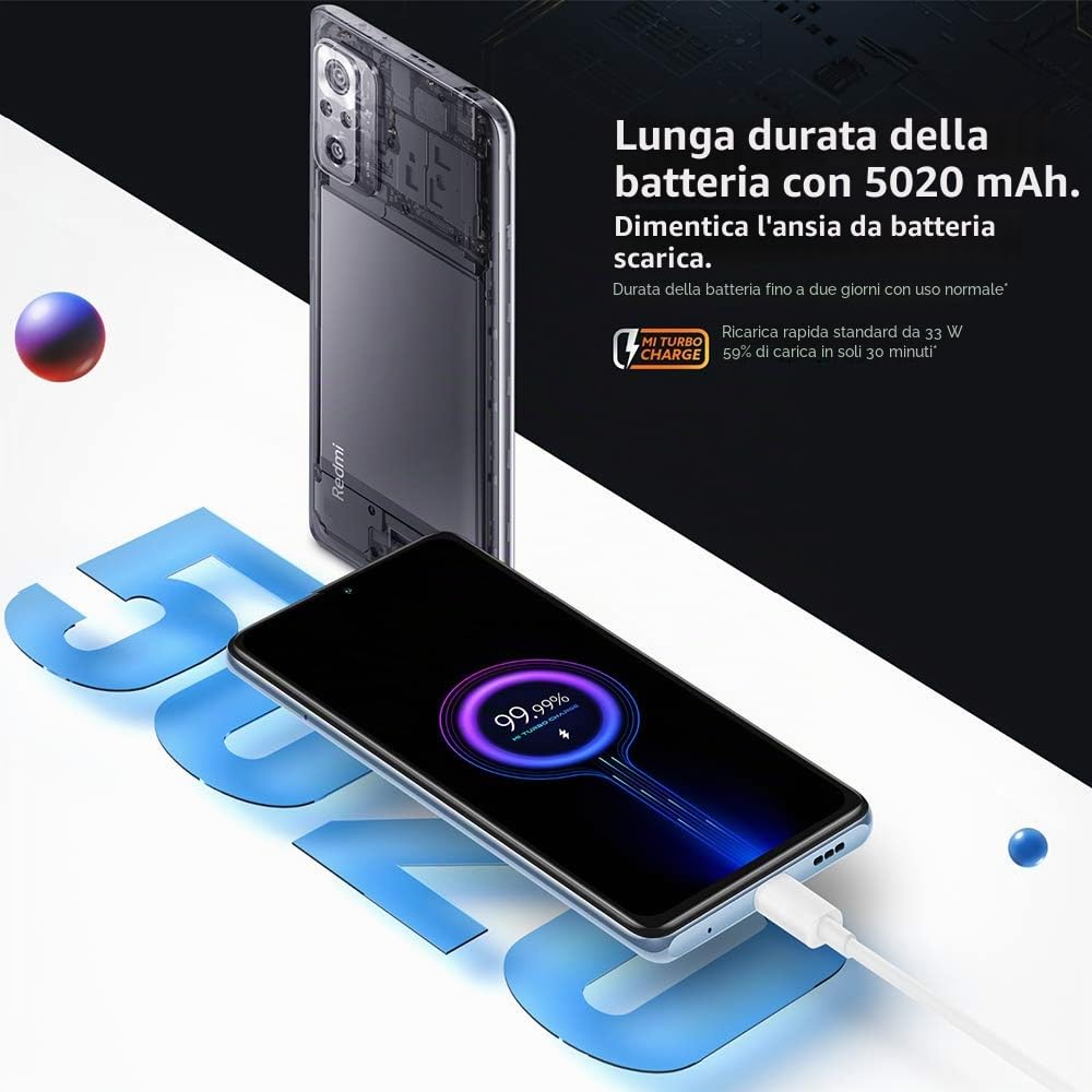 XIAOMI Redmi Note 10 Pro Smartphone RAM 6GB ROM 64GB 6.67" 120Hz AMOLED DotDisplay 108MP Wide-Angle Fotocamera 5020mAh (typ) Batteria NFC Dual SIM Card Oro [Versione Italiana]