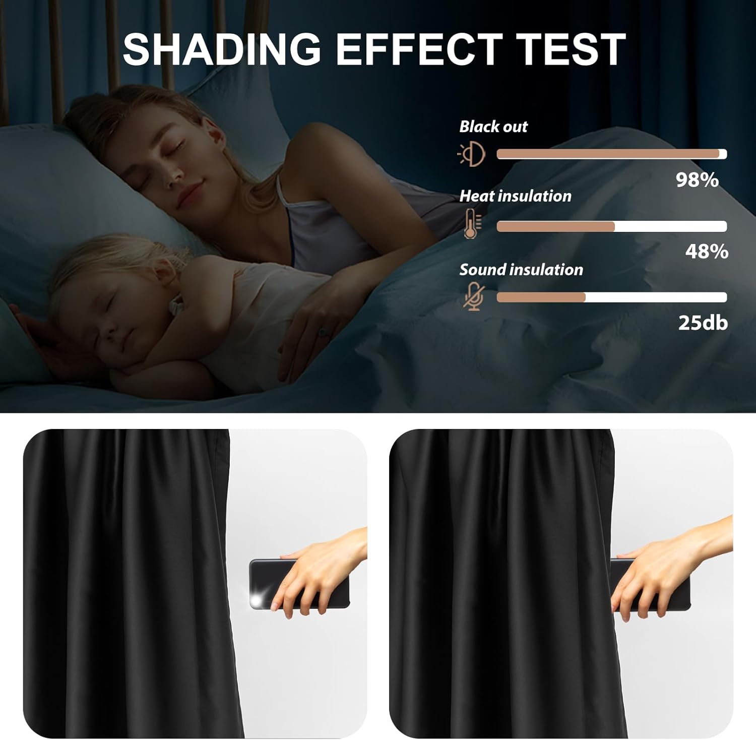 Room Divider Blackout Curtains & Ceiling Curtain Track Set Wall Mount Extra Wide Track Curtains Flexible Sliding Curtain Rod Room Separation Privacy（W 108 x H 96 in Black Drape & Black Rail）