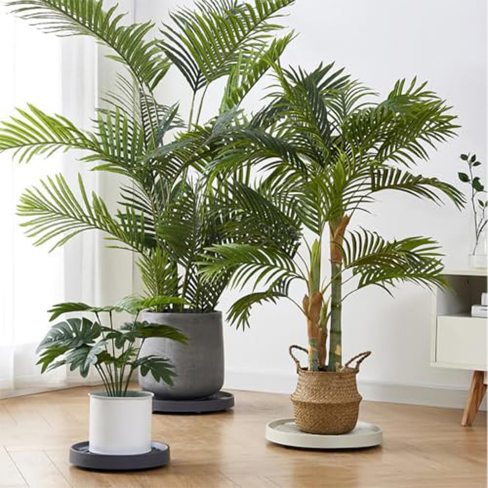 Relaxdays Lot De 2 Roulettes Rondes Pour Pot De Fleurs - Diamètre : 30 Cm - En Plastique - Pour Intérieur Et Extérieur - Noir