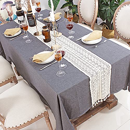 Chemin de table de Noël - 24 x 200 cm - Style rétro - Dentelle beige - Élégante - Pour mariage - Style bohème rustique - Décoration de fête - Décoration de festival Cover