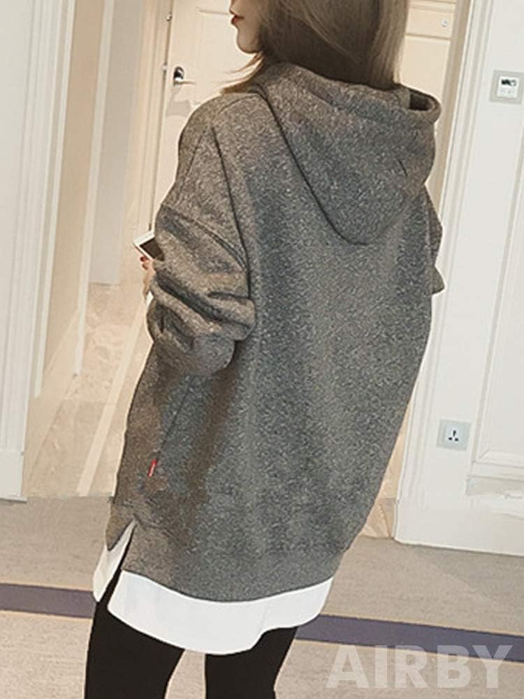 [エアバイ] フード付き パーカー 重ね着風 スウェット フーディー スエット レディース 0A-A02 M~2XL