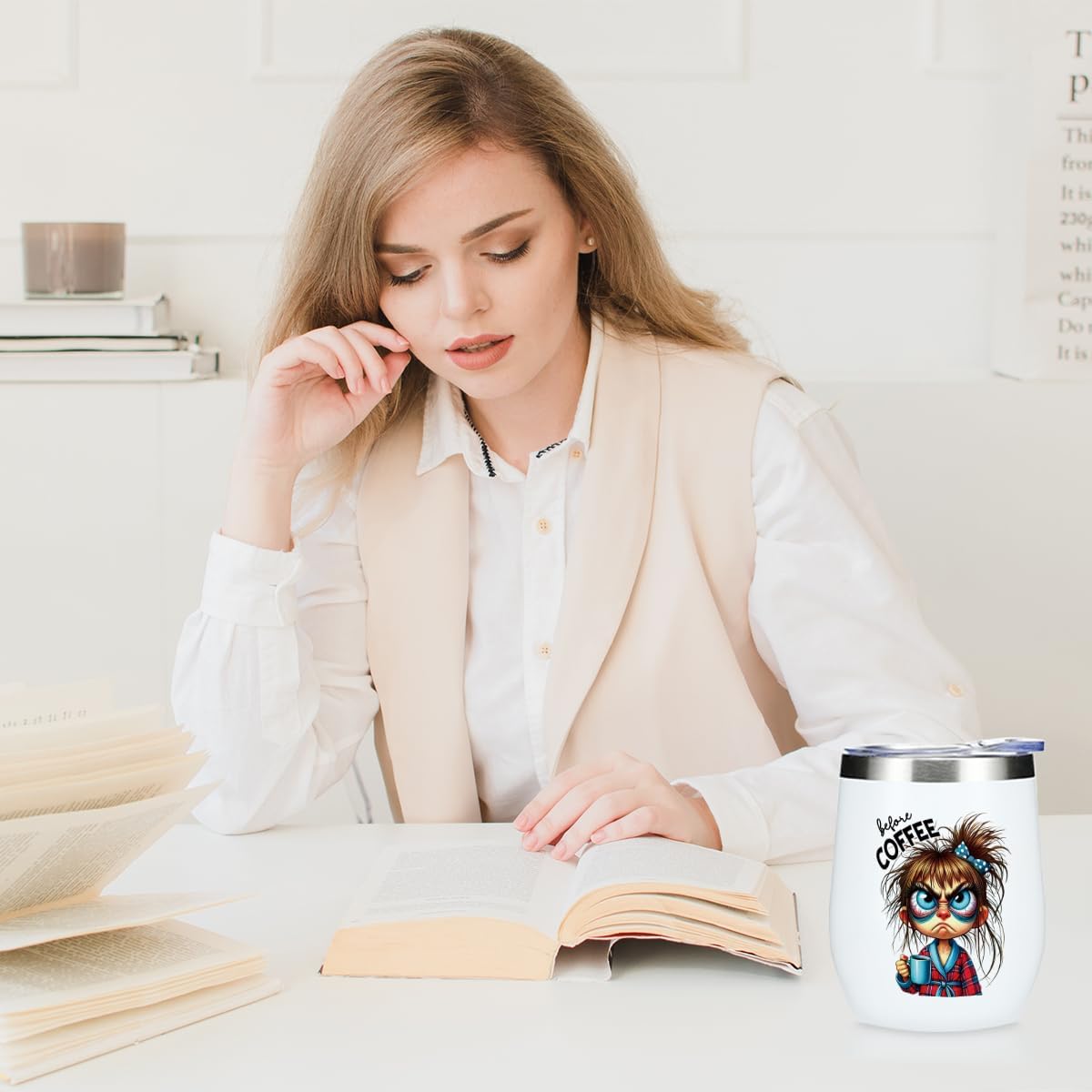 Funny Coffee Quotes Wine Tumbler, Sarcastic Funny Double Wall Vacuum Insulated Coffee Mug Wine Glass 12 oz Tumbler with Lid for Women Girls Sister Best Friend Friendship Anniversary Birthday Christmas - Image 4