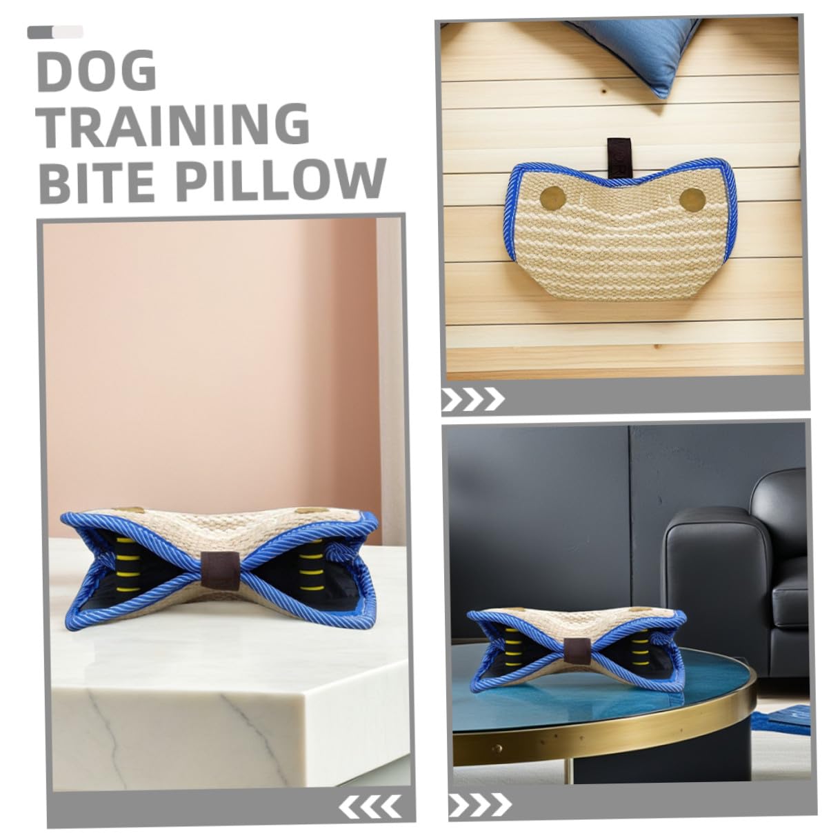 Angoily Coussin de Mordant pour Chien en Jute Résistant avec Poignée Ergonomique d'Entraînement Interactif pour Chiens de Travail et Dressage pour Écoles Canines et Usage Domestique