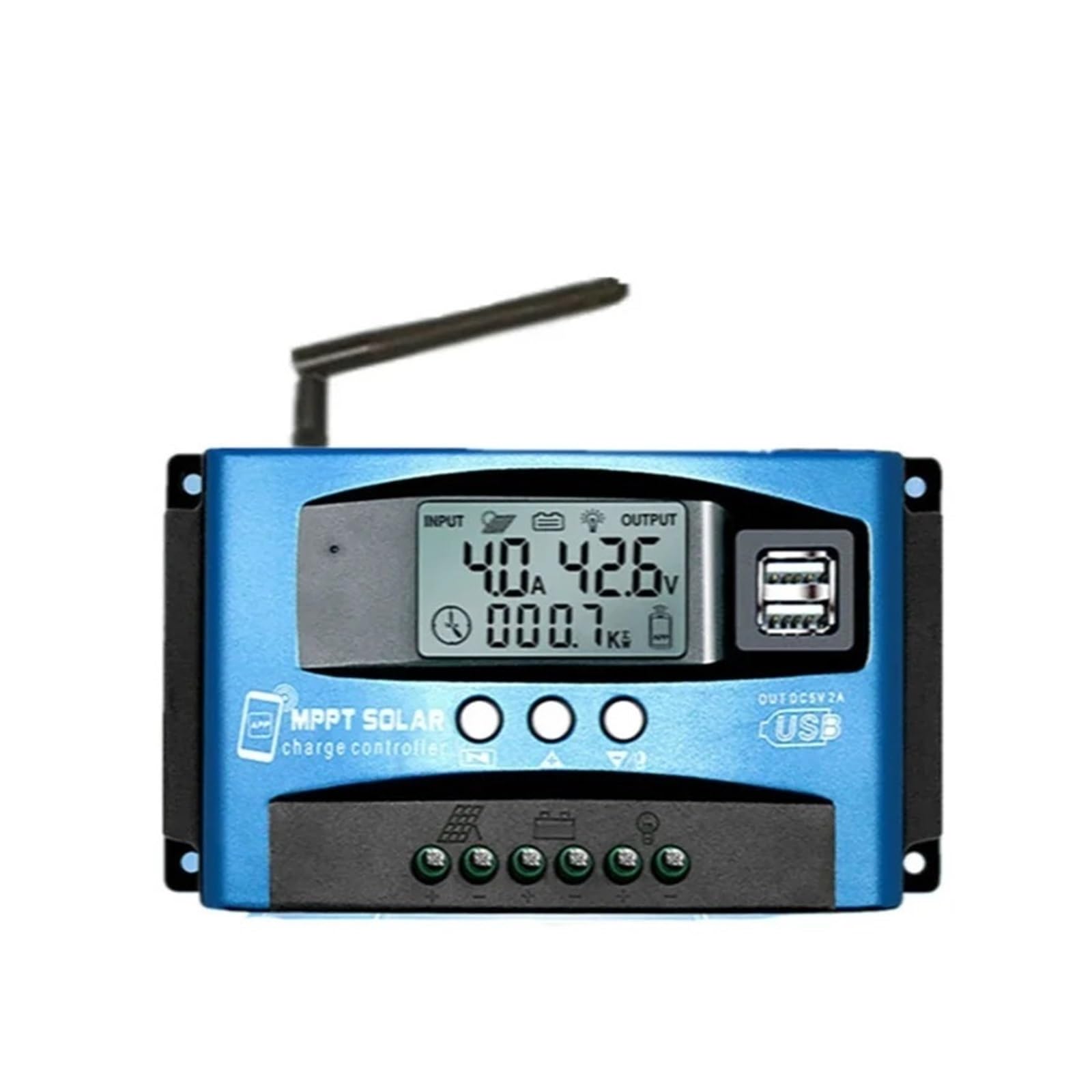 Solar Charge Controller, MPPT Solar Charge Controller 30A -100A Bluetooth&WIFI Dual USB LCD 12V 24V Cell Panel Charger Regulator With Load(12V-60V BT and WIFI,30A)
