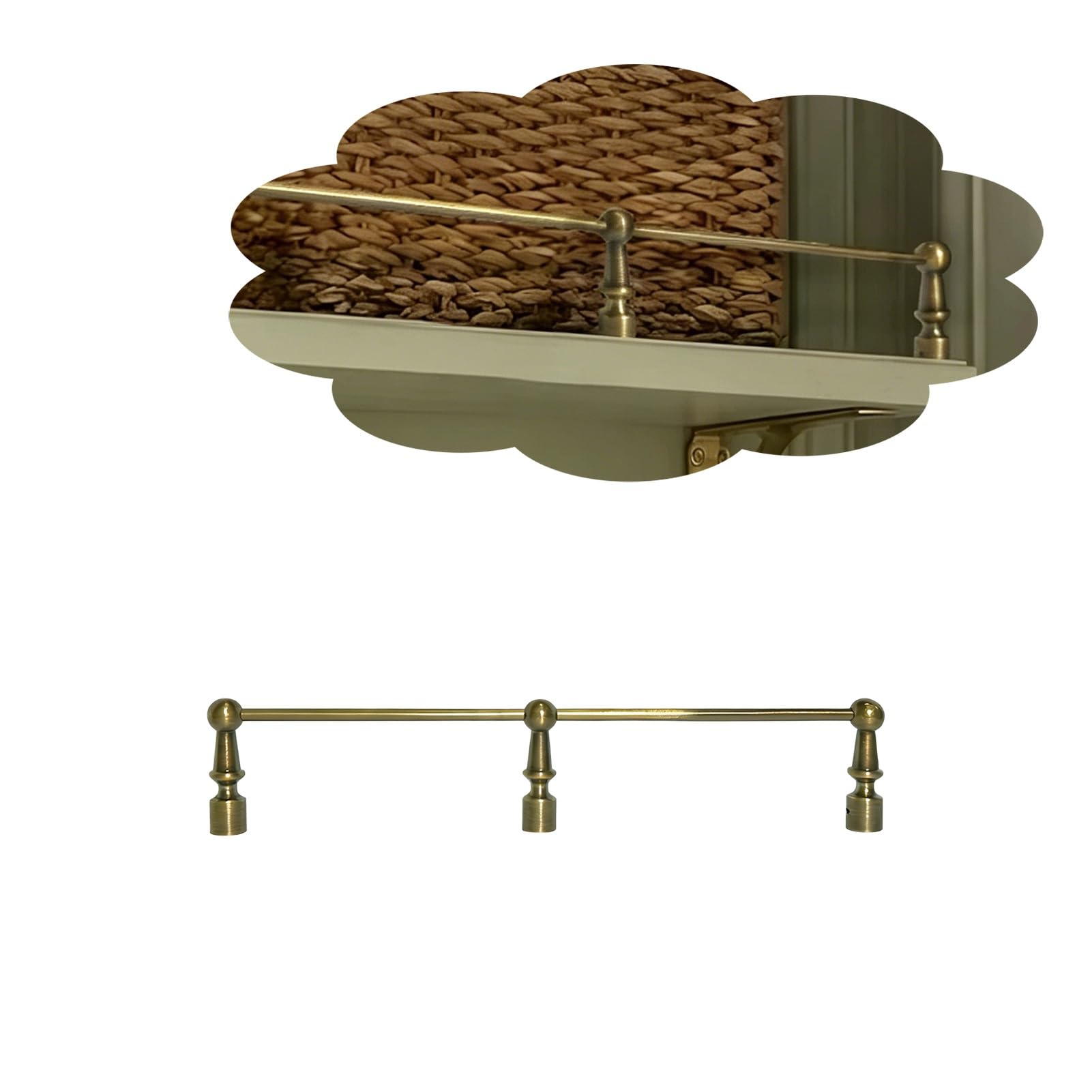 Jievmrs Wood Shelf Edging Guardrail 1 2 3 Pack, Antique Brass Fence Rail Set for Shoe Racks/Cabinets, Floating Shelf Tipping Railing Decorative Brass Rails(1 PC,36in/91cm)