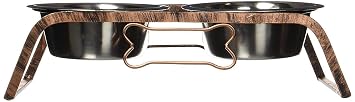 Pets Empire Wrought Iron Dog Bowl Stand Collection Diner for Dogs and Cats Stainless Steel Food and Water Bowls with Iron Stand (Design 4, X-Large (1600 ML X 2 Bowl))