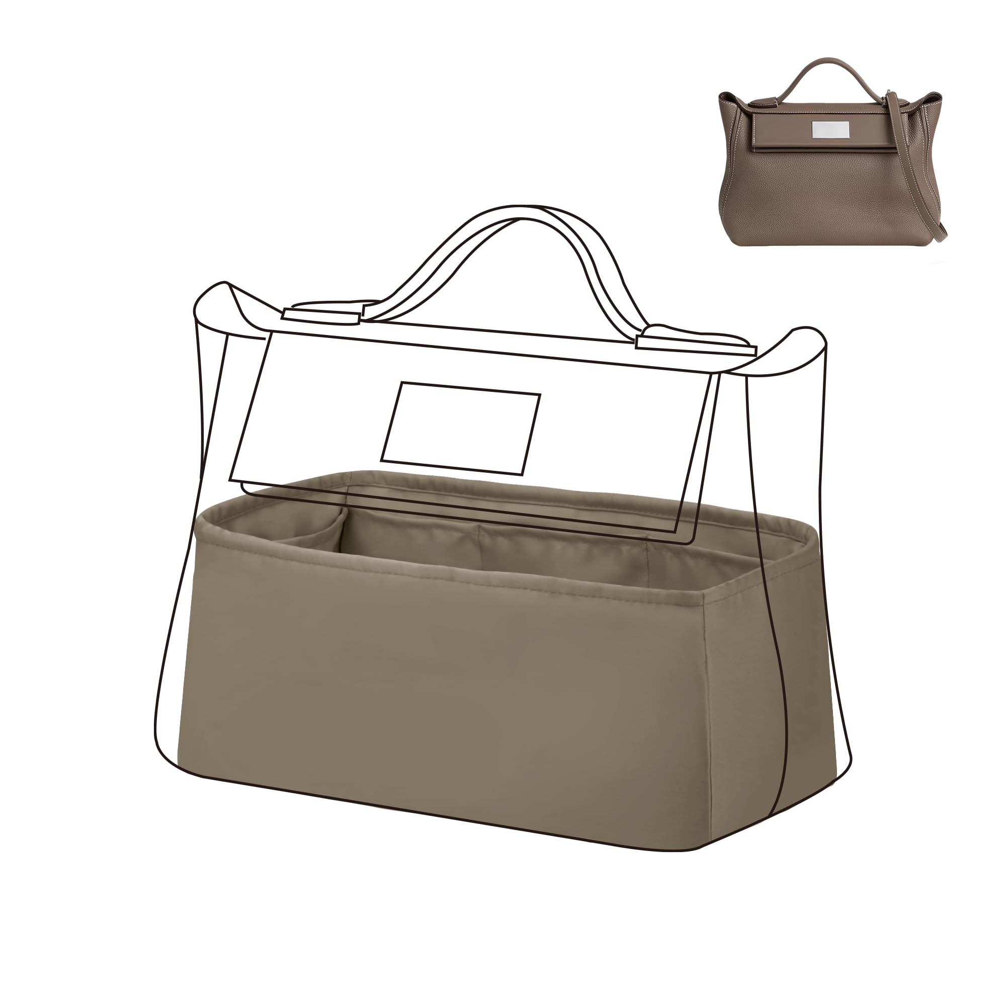 DGAZ Organizador de Bolso de Seda Premium, Inserto Ligero Compatible con 24/24-Mini/29/35, Forro Interior Elegante que Protege y Organiza (Gris tourterelle, 24/24-29)