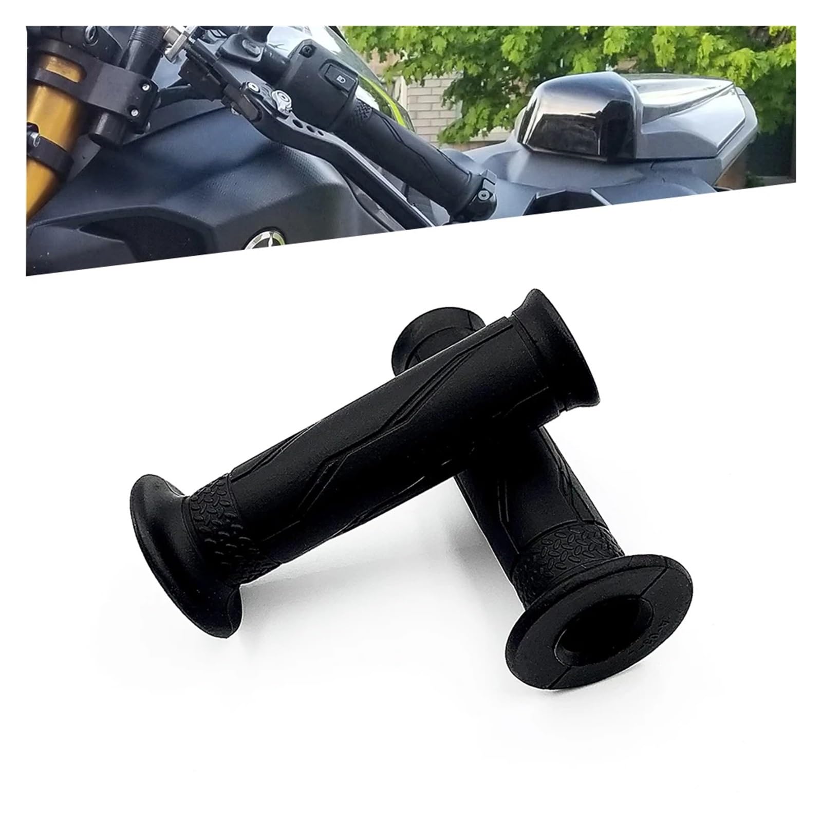 Empuñaduras Manillar para MT09 MT07 MT03 MT25 FZ6 FZ1 FZ8 XJ6 Cubierta De Agarre De Manillar De Motocicleta Mango De Goma Agarre del Acelerador Funda De Goma(Black 2)