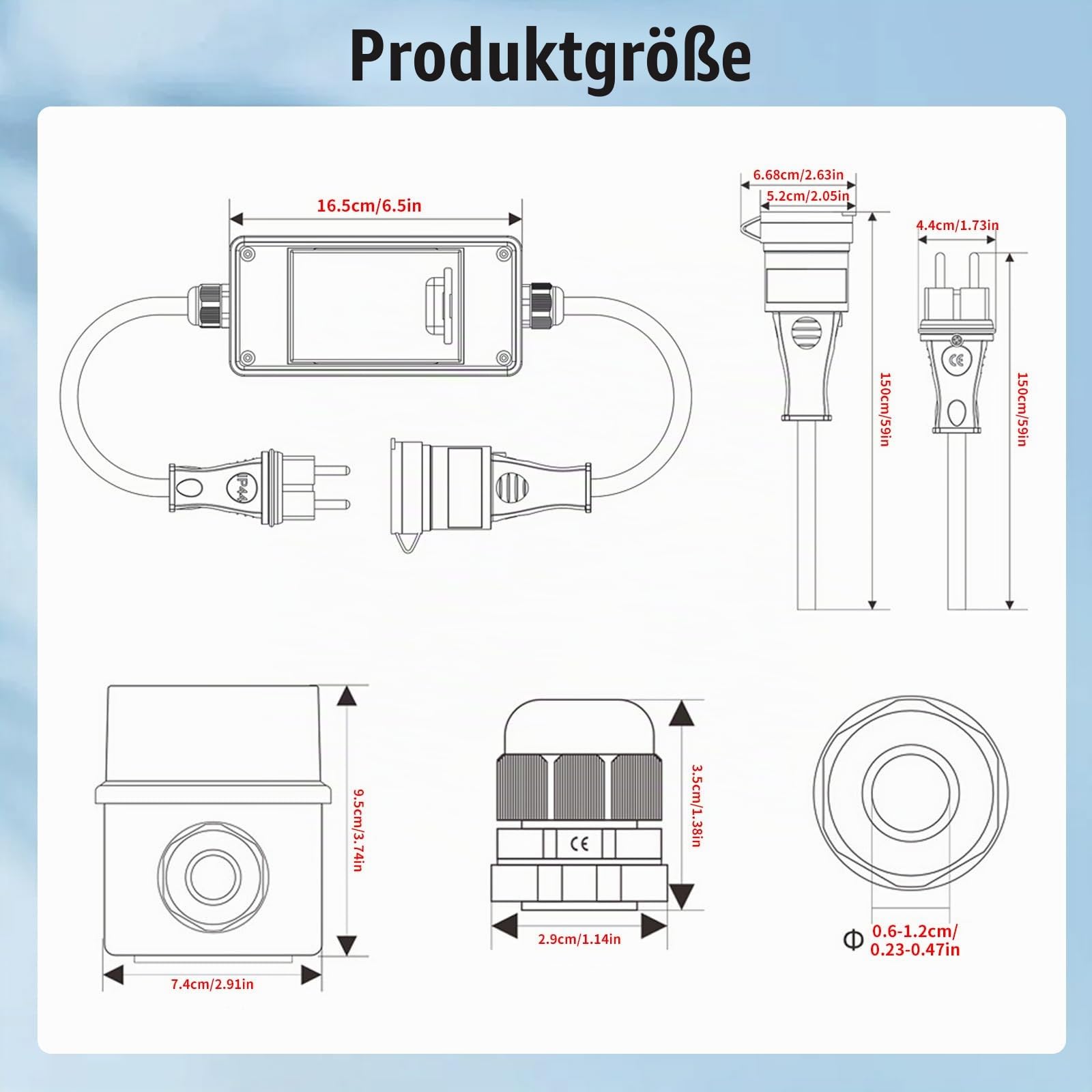 Mobiler Digitaler Stromzähler für Steckdose 80A 230V – IP65 Wasserdich Stromverbrauchsmesser, Tragbar Outdoor stromzähler mit Reset für Wohnmobile und Haushaltsanwendungen