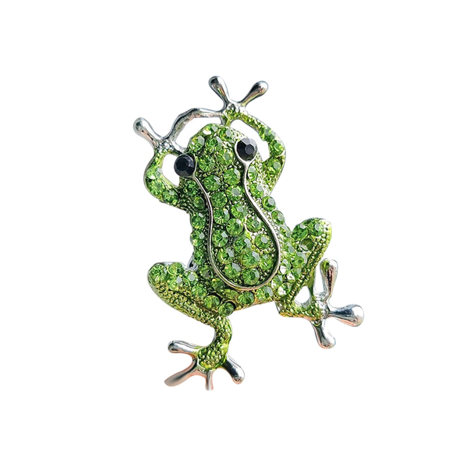 Maxtonser Fashionable Animal Brooch With Green Crystal Embellishment Sparkling Crystal Frogs Pin Trendy Women Accessories Jewelry