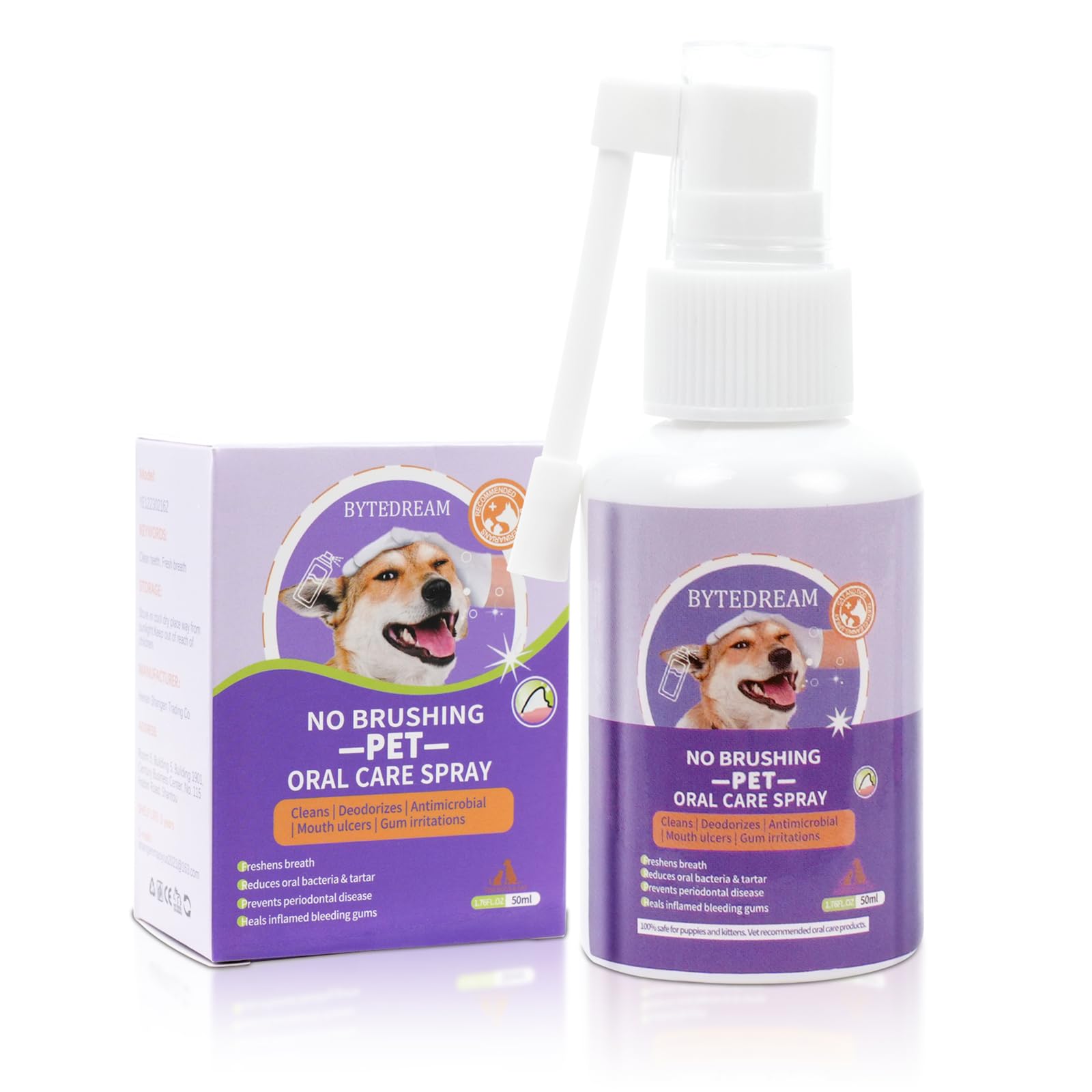 Photo 1 of Dog Tooth Brushing kit,Breath Freshener Spray for Dogs and Cats 100% Natural Herbs to Eliminate Plaque and Gum Disease, Recommended by pet Dentists(50ml/1.69 Ounces)