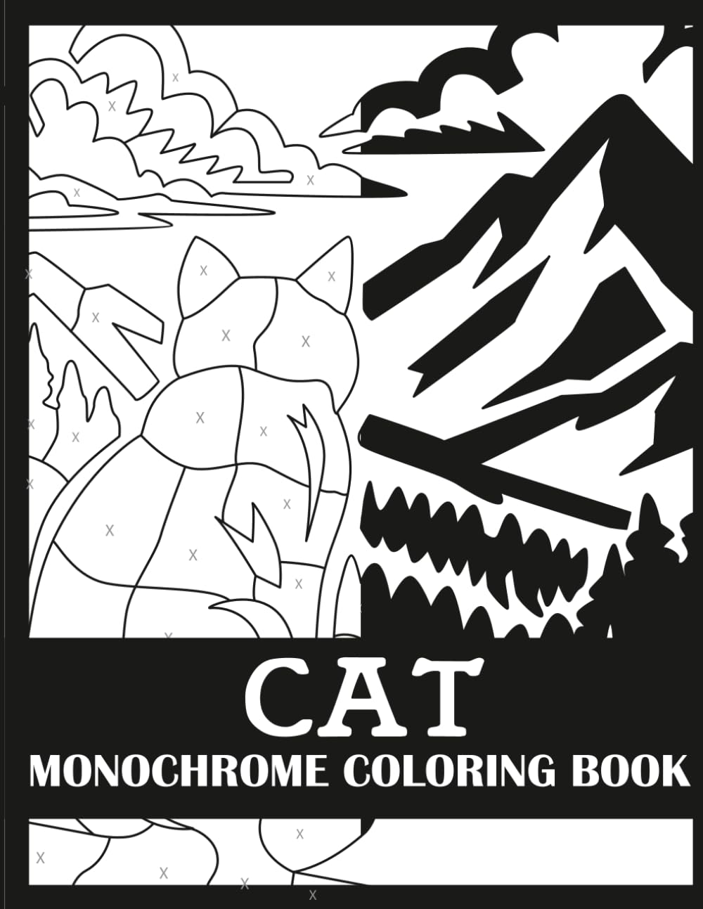 Cat Monochrome Coloring Book: Bold, Single Color Cat Coloring Book for Adults (Monochrome Coloring Books for Adults)