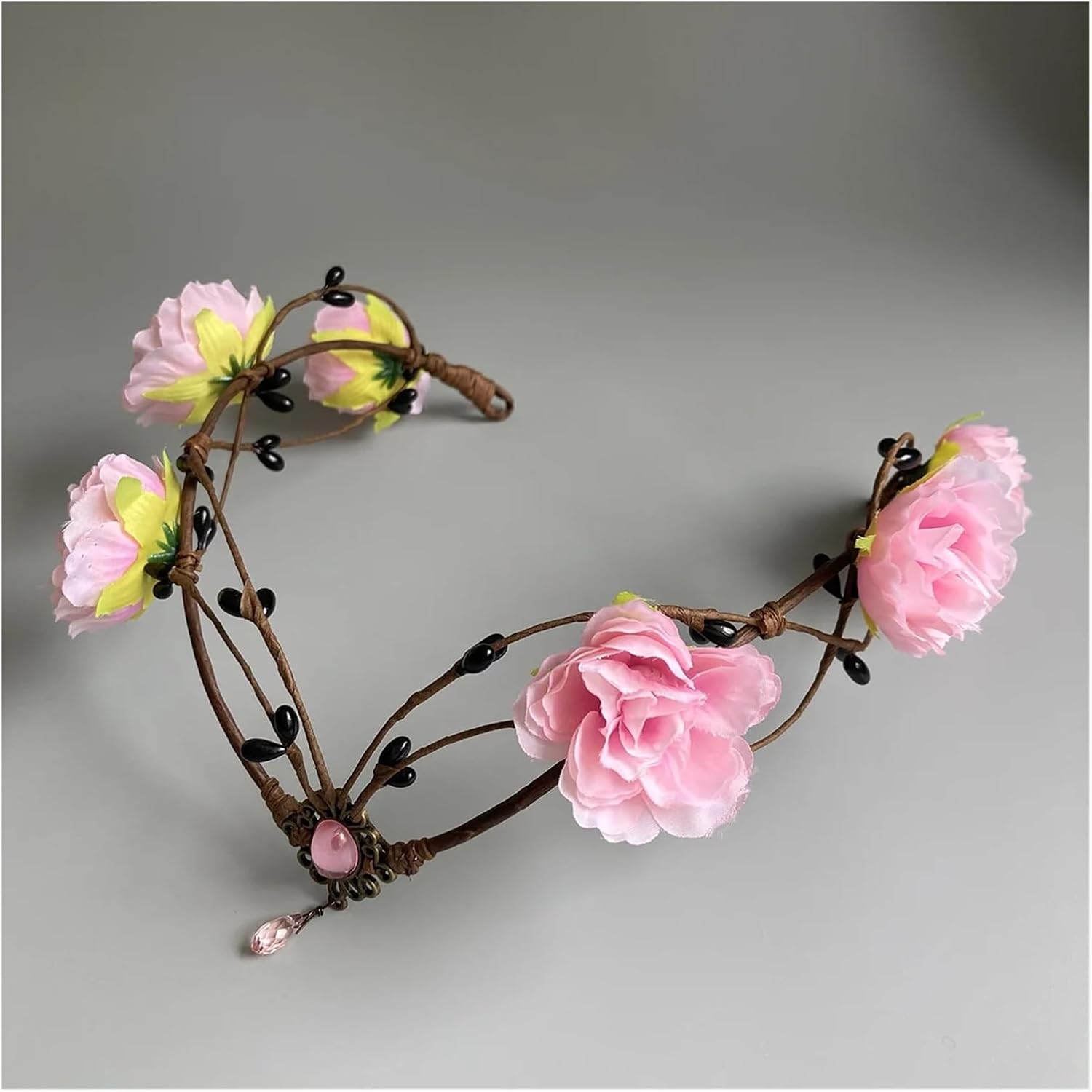 Floral Wedding Headpiece Forest Woodland Flower with Swirling Berries Witch Crown Forehead Jewelry(Color4)