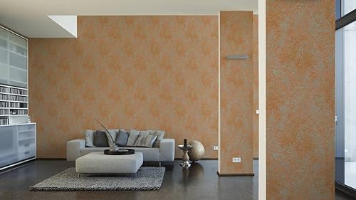 Miniatura 4 de CONCORD WALLCOVERINGS  Papel pintado moderno con textura, barroco, clásico, pared de vinilo con acento de vinilo, marrón, dorado, metálico, naranja,
