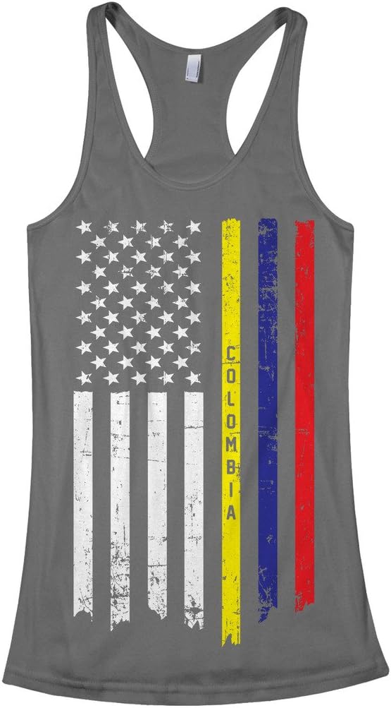 Threadrock Women's Colombian American Flag Racerback Tank Top