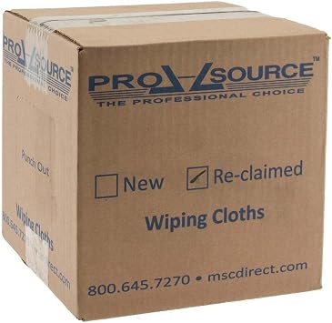 PRO SOURCE Cotton Reclaimed Rags - White, Sheeting, Lint Free, 5 Lbs. at 3 to 5 per Pound, Box