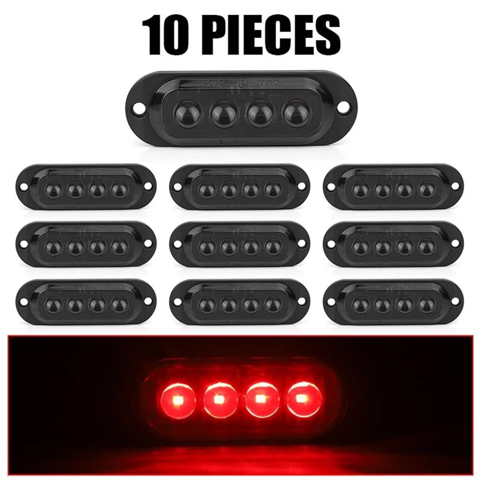 Freccia Auto Luce Posizione Laterale Del Rimorchio LED Luce Segnalazione Indicatore Luce Ingombro Per Camion RV Camper Marcatore Indicatore Laterale(4 LED Red)