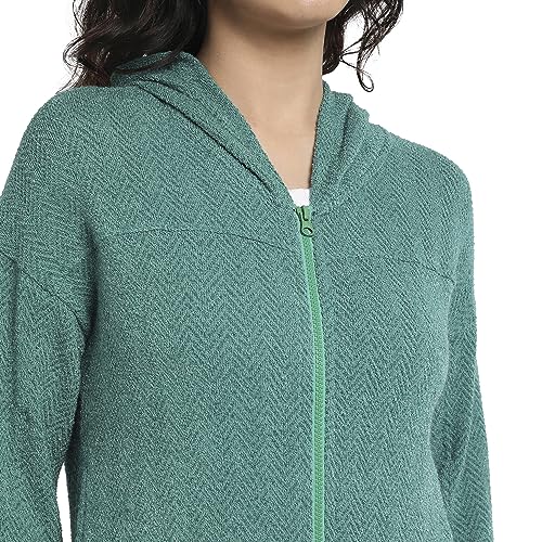 Image of PINACOLADA Women's Colorblock Sweatshirt with Ribbed Hem for Casual Wear | Low-High Neck | Long Sleeve | Button Closure | Cotton Sweatshirt Crafted with Comfort Fit for Everyday Wear