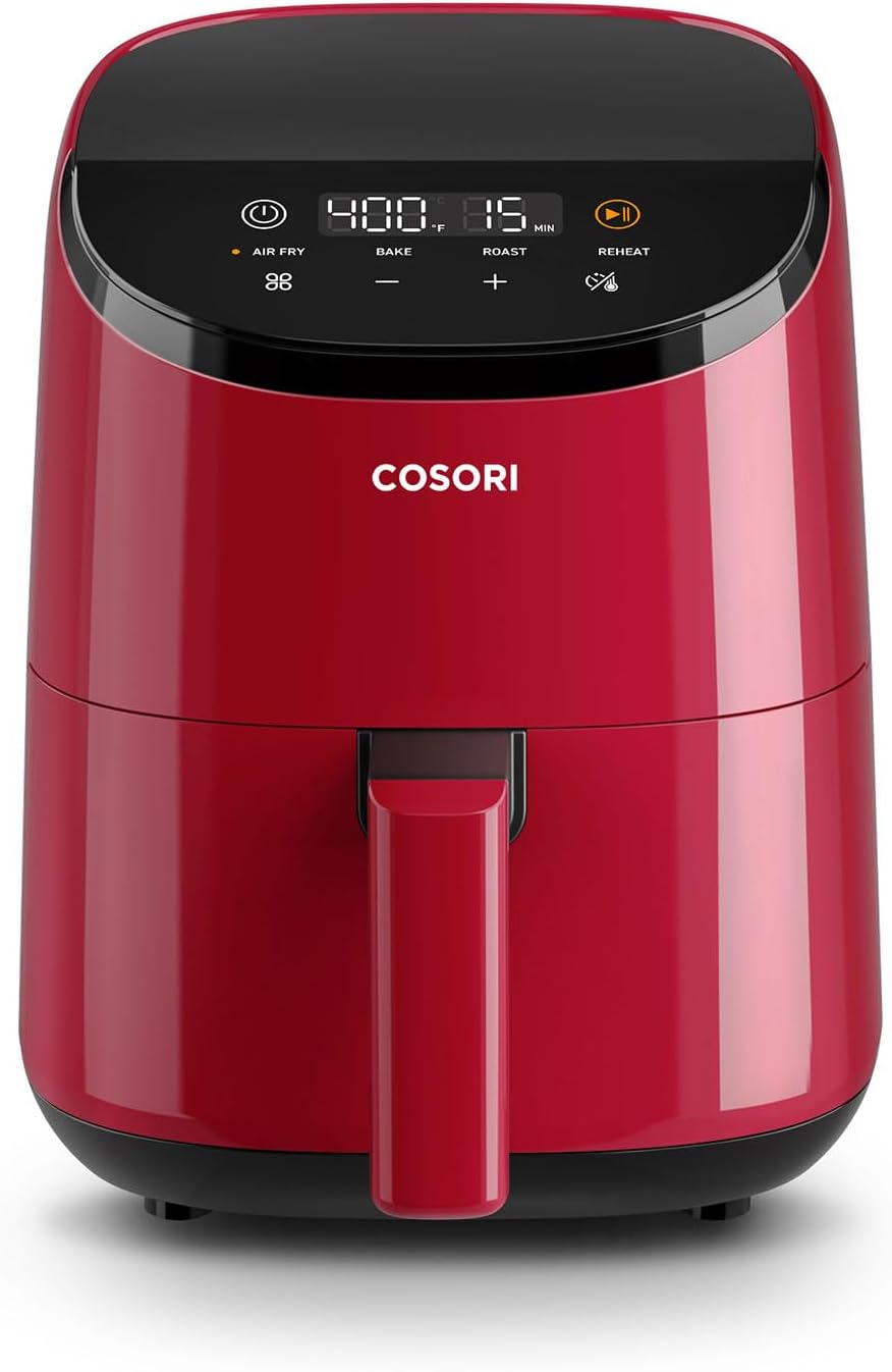 Cosori Air Fryer 2.1 Qt, 4-in-1 Small Mini Airfryer, Bake, Roast, Reheat, 97% Less Oil, Compact & Quiet, Nonstick & Dishwasher Safe Basket, 30 In-App Recipes with Nutrition Facts, Auto-Shut Off, Red