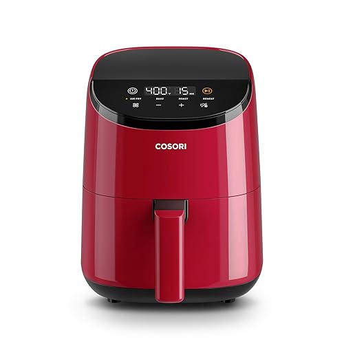 COSORI Air Fryer 2.1 Qt, 4-in-1 Small Mini Airfryer, Bake, Roast, Reheat, 97% Less Oil, Compact & Quiet, Nonstick & Dishwasher Safe Basket, 30 In-App Recipes with Nutrition Facts, Auto-Shut Off, Red - Red - 2.1 QT