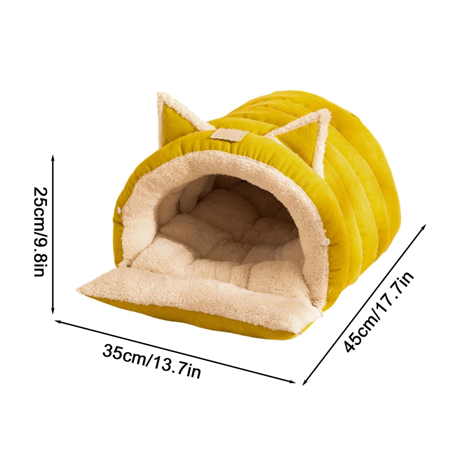Katzenhöhle, Plüsch-Kätzchenbett, warmes, waschbares Design, halbgeschlossenes Haustierzelt