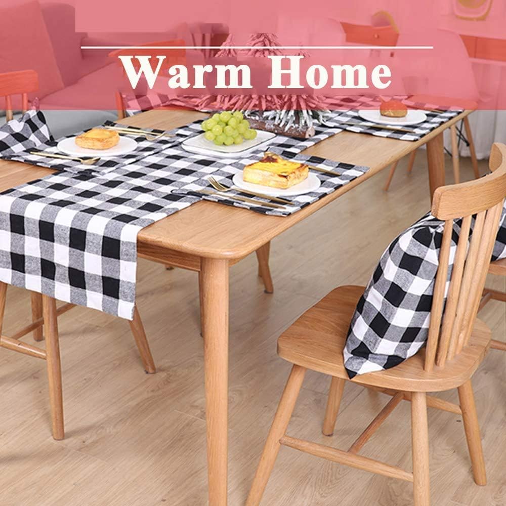 🛒 Flаѕh Sаlе Palmhill Set of 6 Christmas Placemats Buffalo Check Placemats Black White Plaid Reversible Burlap & Cotton Placemats for Christmas Holiday Table Home Decoration (White and Black)