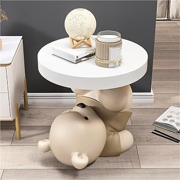 Bear Statue Side Table, Resin Sculpture Bedside TableBrown | Modern Sofa Table, Cute Accent Decor for Bedroom and Living Room Spaces