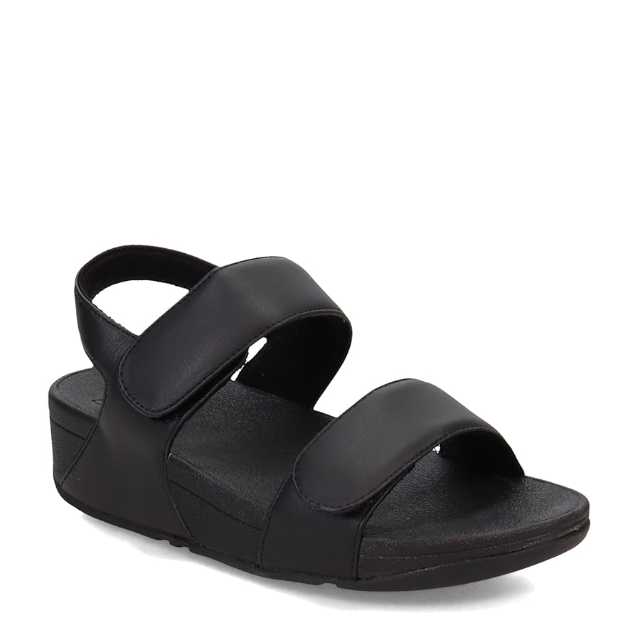 Amazon.com | Fitflop Women's Ankle-Strap Flat Sandal, All Black, 5 | Flats