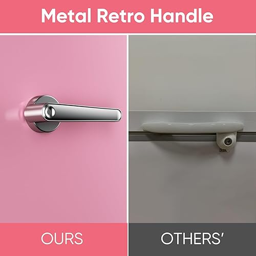 Miniatura 6 de Upstreman - Mini refrigerador retro de 3.2 pies cúbicos con abrebotellas, ahorro de energía, termostato ajustable, asa de metal, lámpara LED, mini