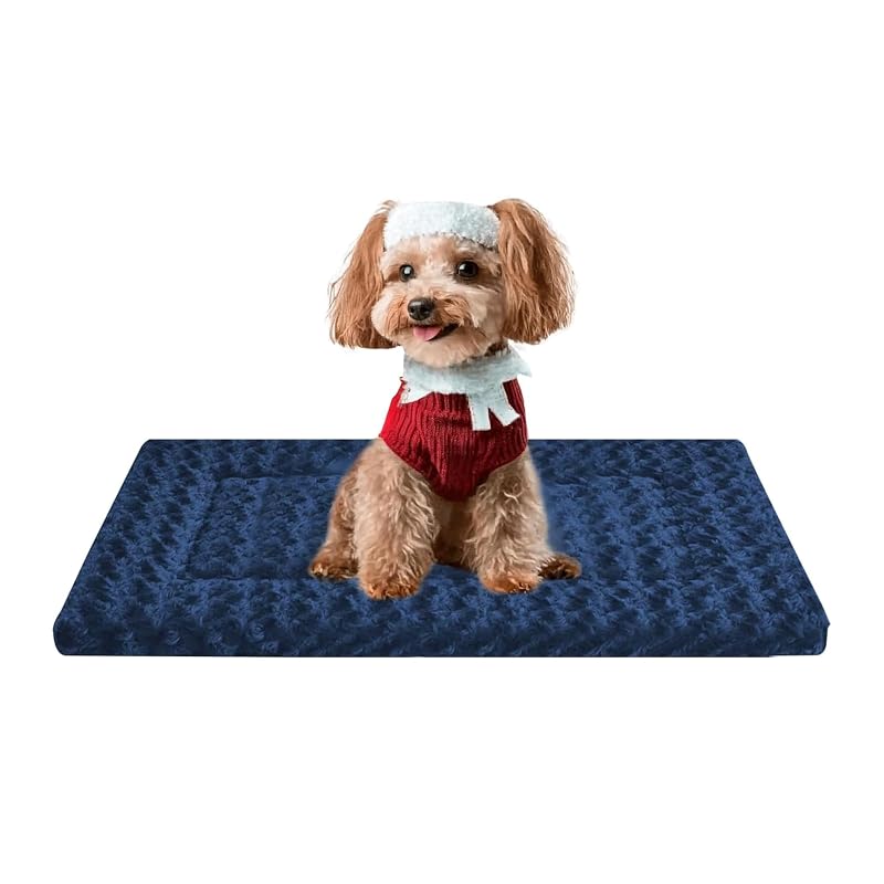 Tapete para Cama de Cachorro Reversível em Poliéster Fogkiss Navy Blue-1pc, 60,96 x 45,72 cm