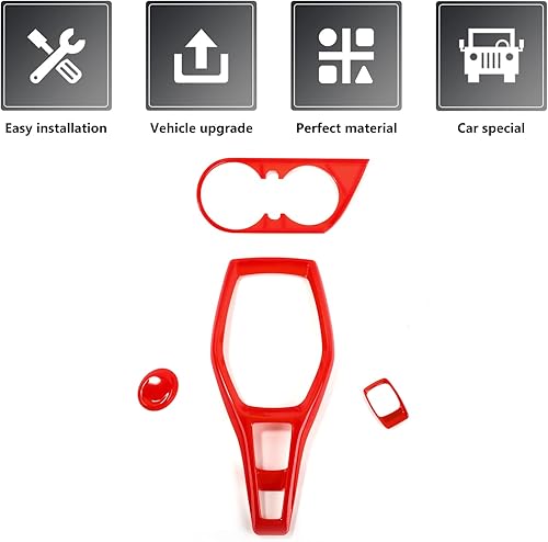 Miniatura 4 de RAZPOY Para el panel de cambio de engranajes Camaro, 4 piezas, cubierta de portavasos de consola central, marco de decoración de encendedor de