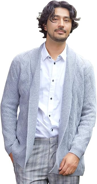 Zhili Men Shawl الياقة المفتوحة تريكو قمم سترة الشتاء الصوف