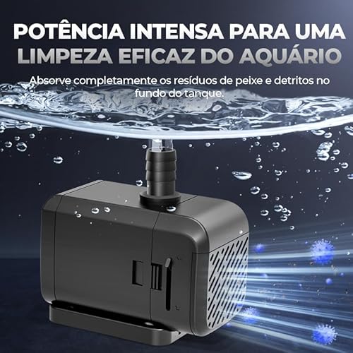 Bomba Submersa Bombinha Motor Para Fonte Água Aquário 25W, 1600 L/h para Fontes, Hidropônicos, Lagos