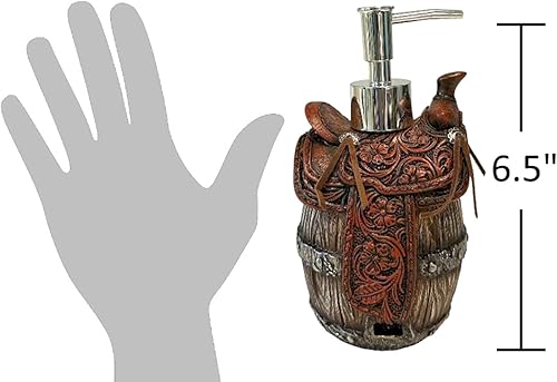 Miniatura 2 de The Bridge Collection Dispensador de jabón y bomba de loción Western Saddle - Country Western para decoración del hogar - Decoración occidental para