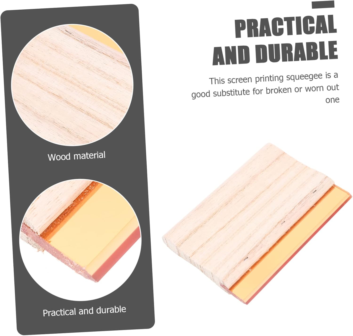 FIXOSHEE Wooden Handle Screen Printing Squeegee Emulsion Screen Printing Ink Scraper for DIY