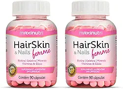 02 HairSkin Femme Biotina e Minerais 90 Cápsulas Maxinutri