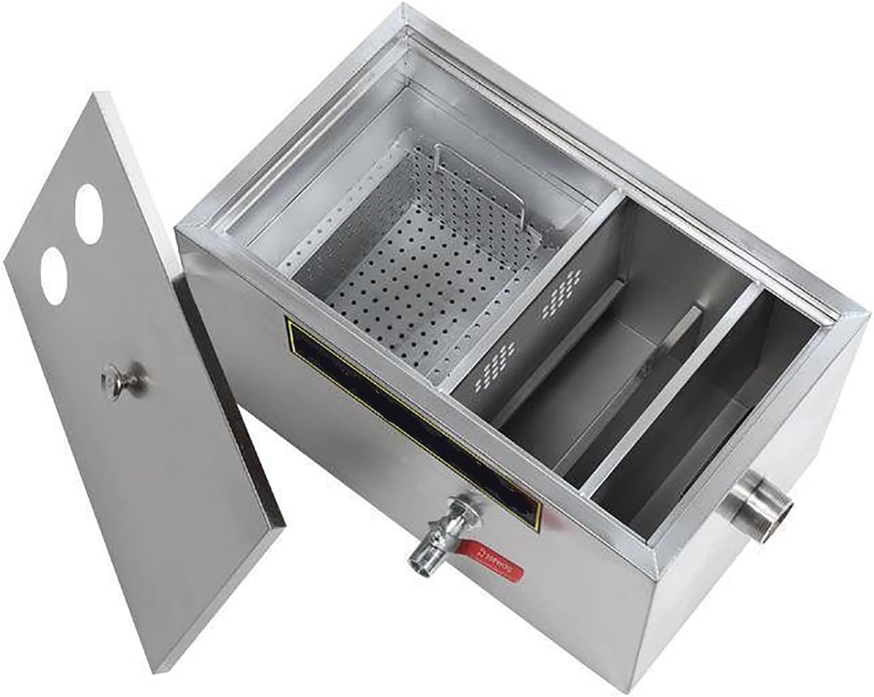 Grease Filter, Commercial Stainless Steel Wastewater Grease Trap for Under Sink, Top Entry Commercial Grease Trap for Restaurant Kitchens, Hote