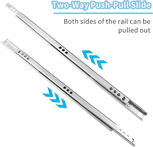Miniatura 2 de Biaungdo 2 guías de cajones, 12 pulgadas12.205 in de metal con rodamiento de bolas de montaje lateral, riel deslizante bidireccional para cajón,