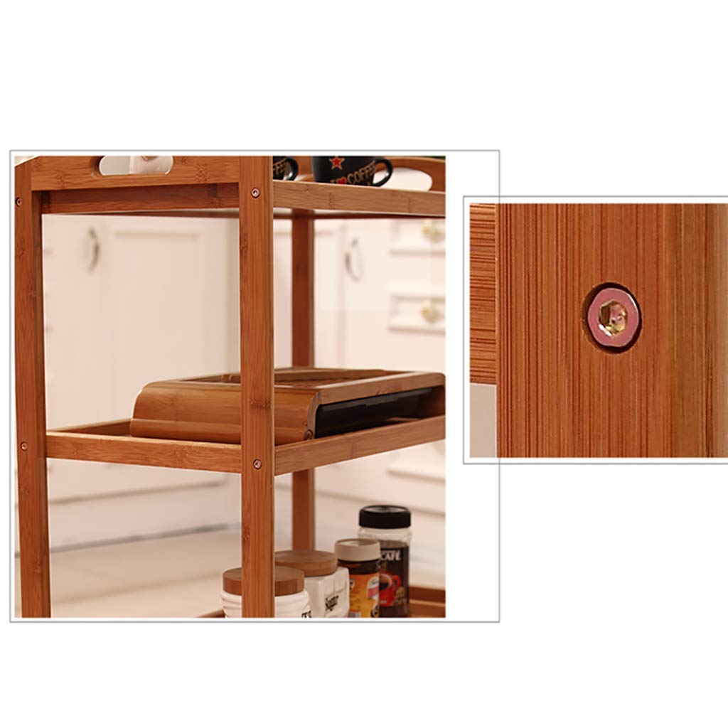 Carritos de Servicio de 3 Niveles, Carrito de Comedor con Soporte de Madera, Bandeja de Madera Maciza, 4 Ruedas universales con Bloqueo para Cocina, hoteles, restaurantes y residen