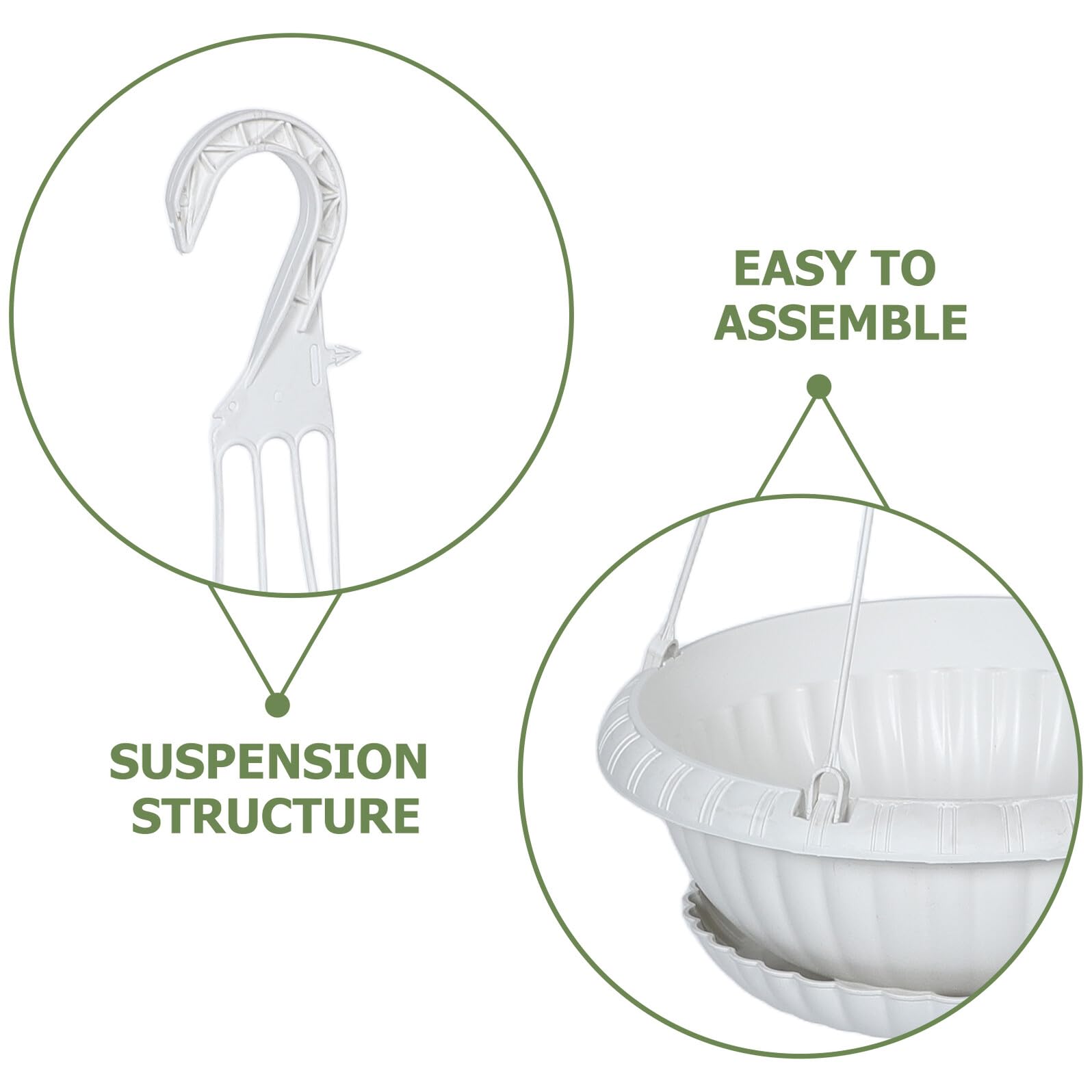 Lurrose Set 2 Pezzi Fioriere Sospese in Plastica con Gancio e Sottovaso Cesto Portafiori Sospeso per Giardinaggio Interno ed Esterno Vasi Decorativi per Piante da Veranda e Balcone