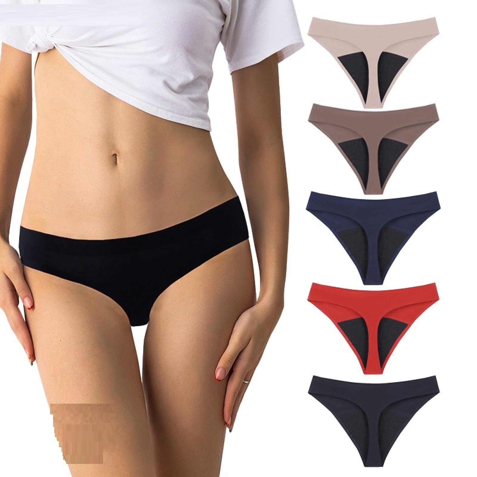 Shorties Femmes 3/5 pièces pantalons physiologiques à quatre couches sans couture adhésif glace soie slips pantalons physiologiques pour femmes pantalons sanitaires