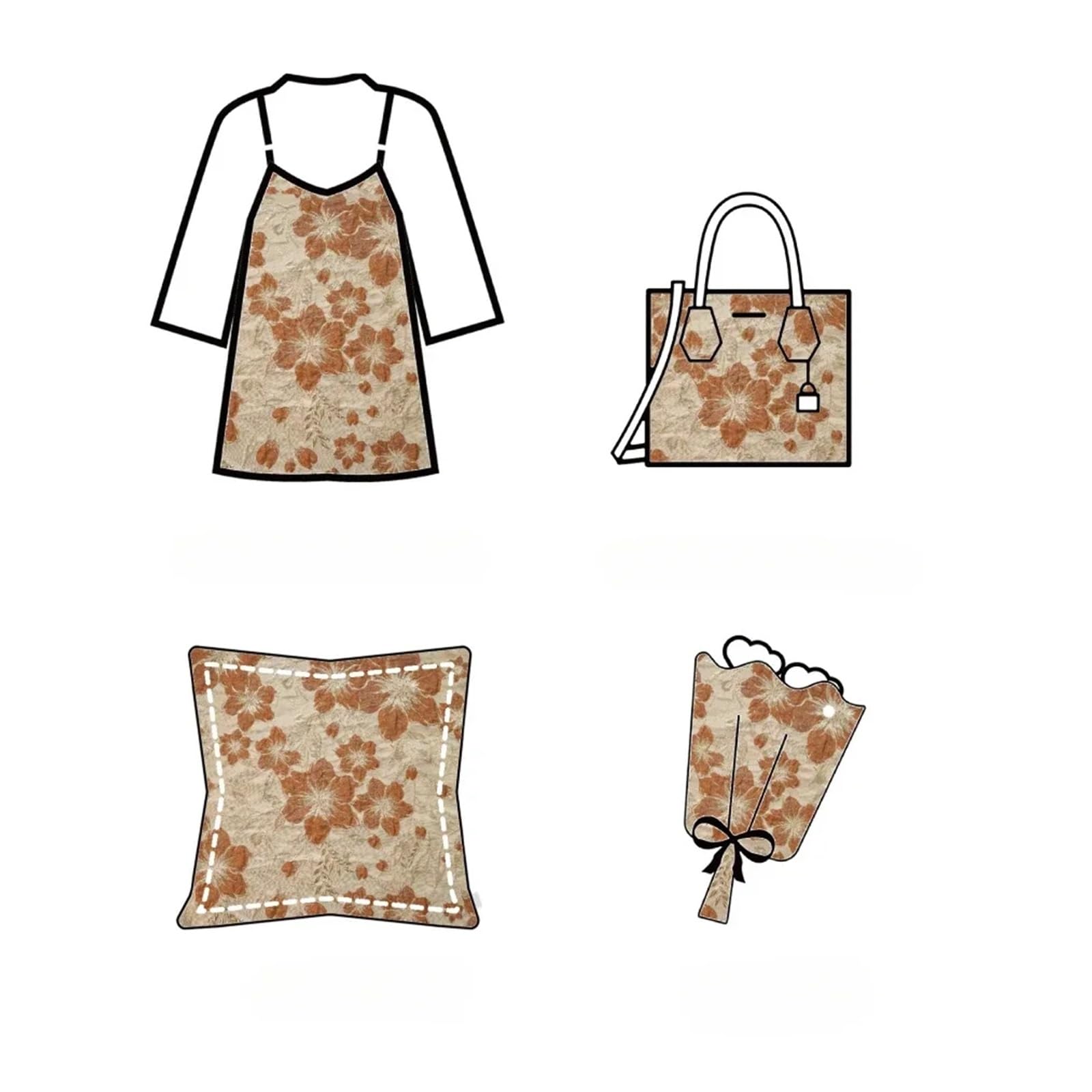 Jedwabista satynowa tkanina typu liquid, Jedwabista satynowa jedwabna tkanina żakardowa z tłoczonym kwiatem Damska sukienka wielokolorowa 45 cm x 145(Brown)