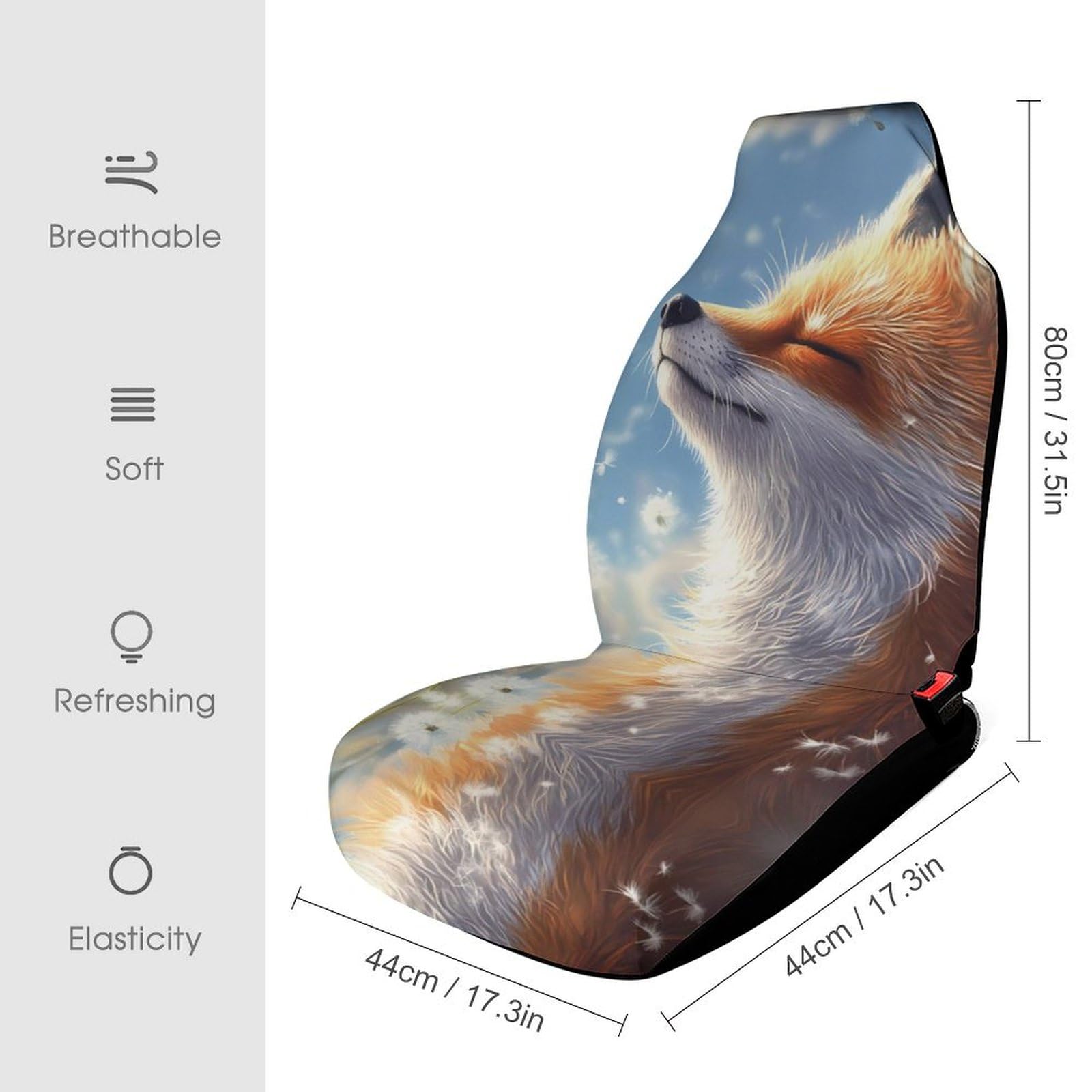 Dandelion Fox Car Seat Covers Universal Car Front Seats Protector Auto Interior Accessories 2PCS